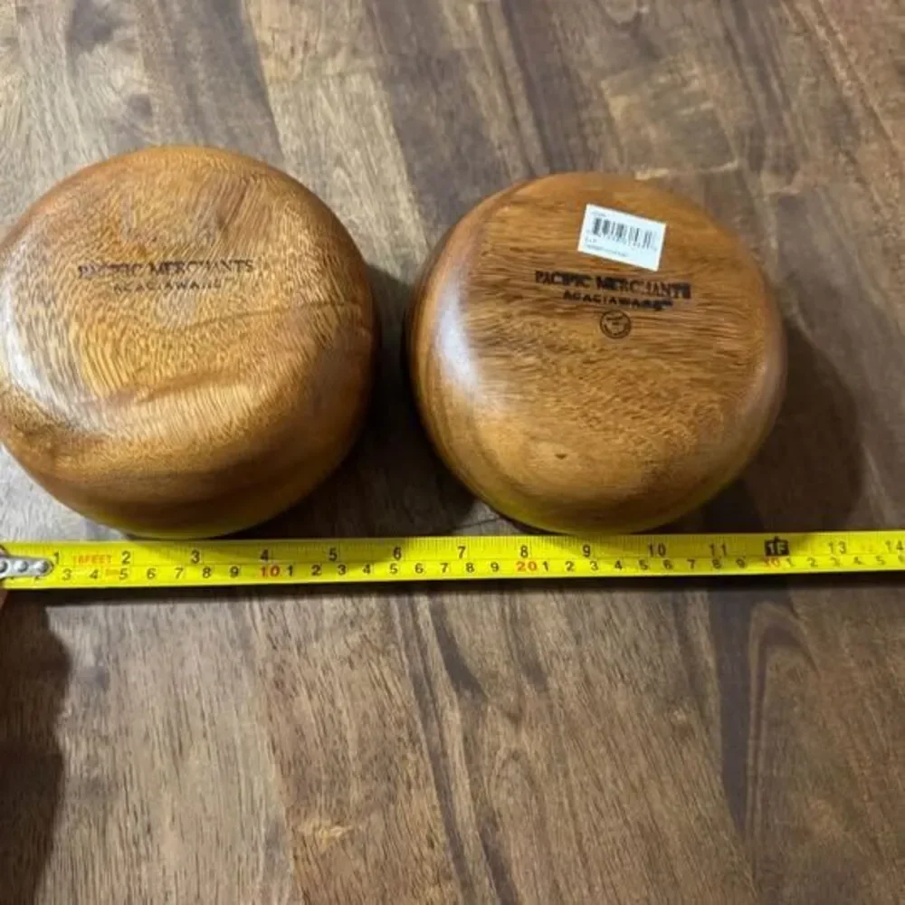 Pacific Merchants Acaciaware Solid Acacia Wood Calabash Bowls – Set of 2